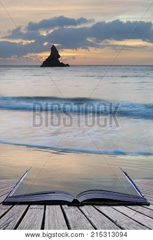 Beautiful Sunrise Landsdcape Of Idyllic Broadhaven Bay Beach On Pembrokeshire Coast In Wales