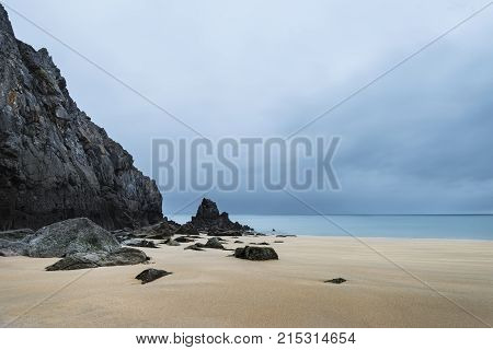 Stunning, Vibrant Sunrise Landscape Image Of Barafundle Bay On Pembrokeshire Coast In Wales