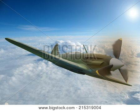 The Mig-3 soviet ww2 fighter in sky