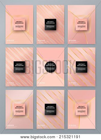 Brochure template with rose goldbackground. cover backdrop for banner or poster design