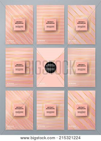 Brochure template with rose goldbackground. cover backdrop for banner or poster design