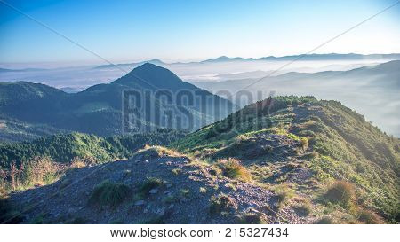 Top of the mountain range of Carpathians mountains