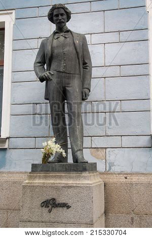 Kiev Ukraine - August 30 2017: Monument to the famous Russian artist Ilya Repin