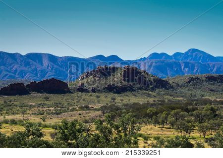 Blue mountains in West Macdonnell Ranges, situated in Central Australia