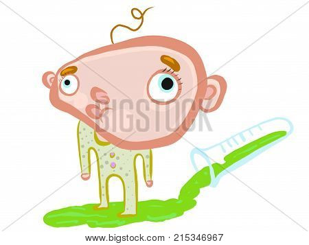 Test tube baby Green slime and green pyjamas