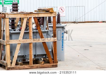 Transformer On The Concrete Floor.