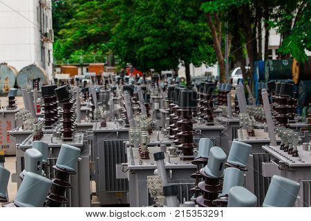 Transformer On The Concrete Floor.