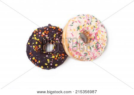 Homemade Traditional polish sweets doughnuts isolated on white background