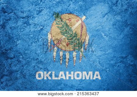 Grunge Oklahoma State Flag. Oklahoma Flag Background Grunge Texture.