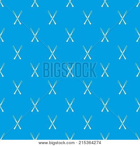 Surgeon scalpels pattern repeat seamless in blue color for any design. Vector geometric illustration