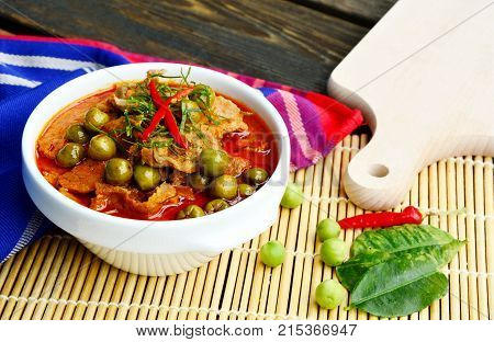 Thai style Red curry with Beef menu or Thai name is panaeng neur