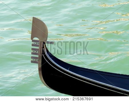 Iconic Gondola prow on the Grand Canal Venice