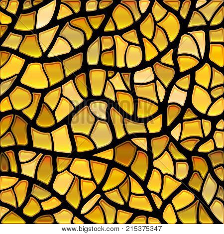 abstract vector stained-glass mosaic background - yellow and brown