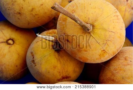 close up from many Fresh Santol in the market