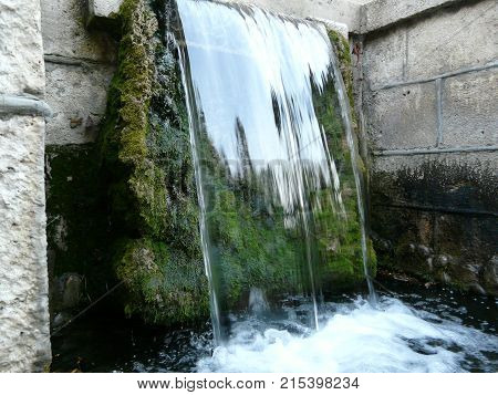 Waterfalls in the mountains of the North Caucasus surrounded by beautiful autumn nature