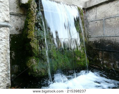 Waterfalls in the mountains of the North Caucasus surrounded by beautiful autumn nature