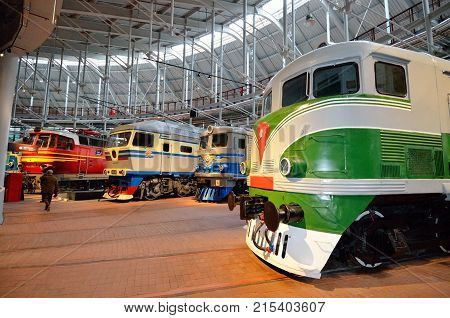 TheSaint-Petersburg.Russia.11.22.2017. Museum of railway transport.It is located near the Baltic station.The main part of the Museum is the large exhibits - locomotives trains and wagons.