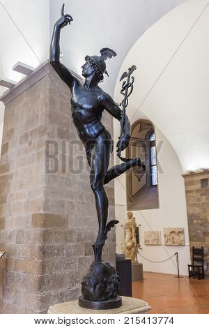 Florence Italy - April 09 2017: Interior of Bargello also known as the Palazzo del Bargello Museo Nazionale del Bargello or Palazzo del Popolo now an art museum