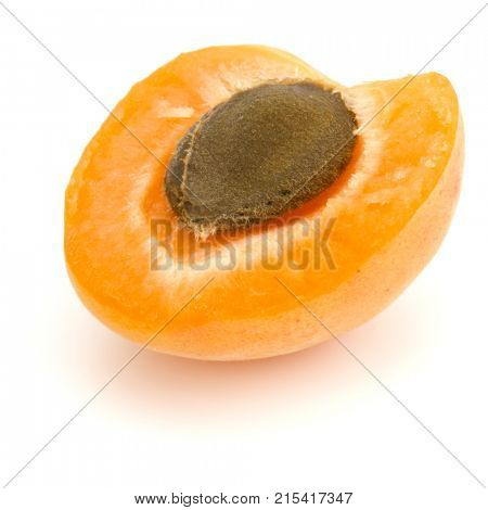 One apricot half isolated on white background cutout