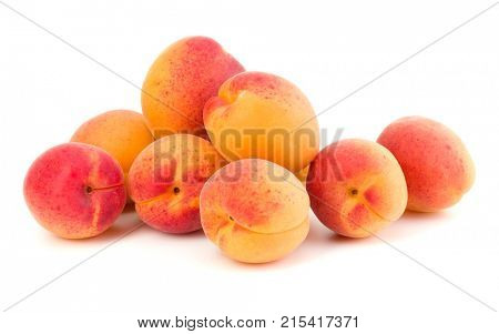A bunch of apricot fruit isolated on white background cutout