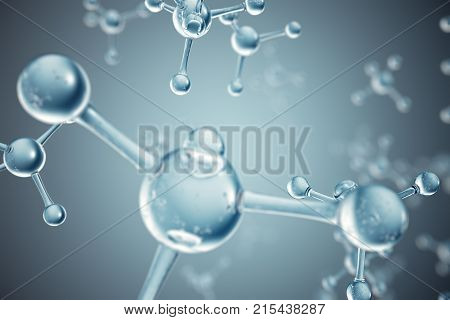 3D illustration molecules. Atoms bacgkround. Medical background for banner or flyer. Molecular structure at the atomic level
