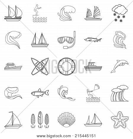 Water bewitched icons set. Outline set of 25 water bewitched vector icons for web isolated on white background