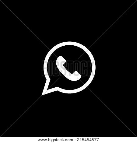 Vector Flat Icon Of Handset On Black Background