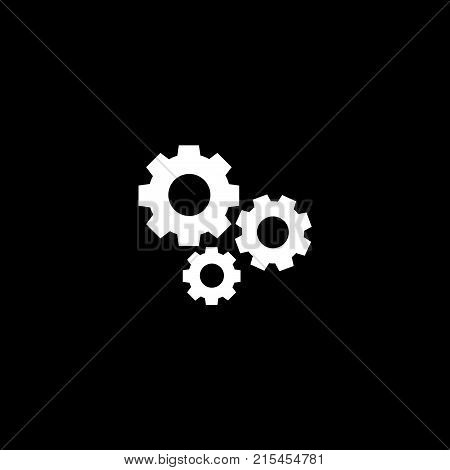 Vector Flat Icon Of Gear On Black Background