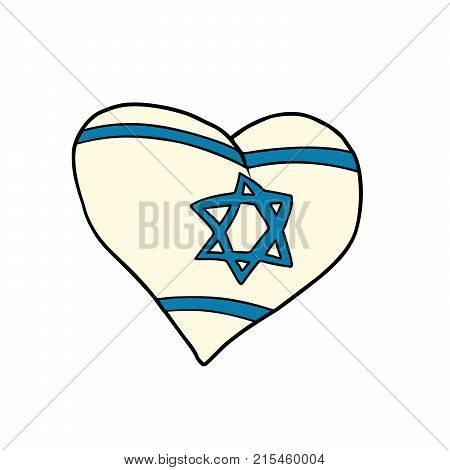 Israel heart, Patriotic symbol. Comic cartoon style pop art illustration vector retro