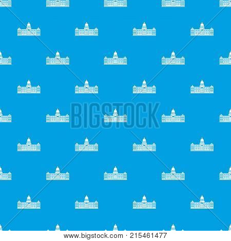 Palace of Congress in Buenos Aires, Argentina pattern repeat seamless in blue color for any design. Vector geometric illustration