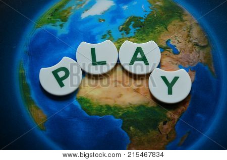 word play on an abstract colored background