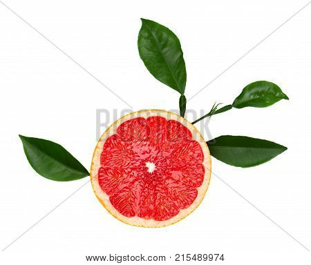 Grapefruit piece isolated on white background. Fresh fruit.