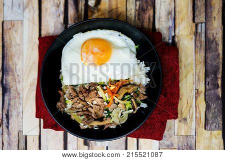 Handmade Korean bibimbap ready to eat
