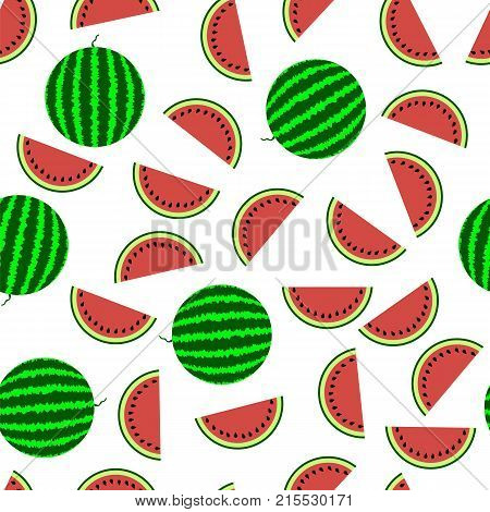 Fresh Slaced Ripe Watermelon on White Background