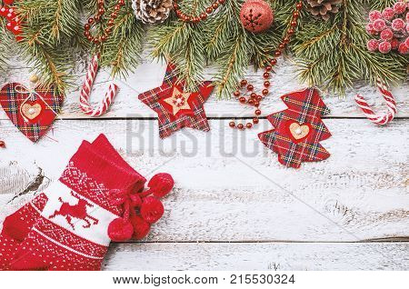 Christmas Composition With Fir Tree