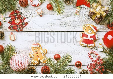 Christmas Composition With Fir Tree
