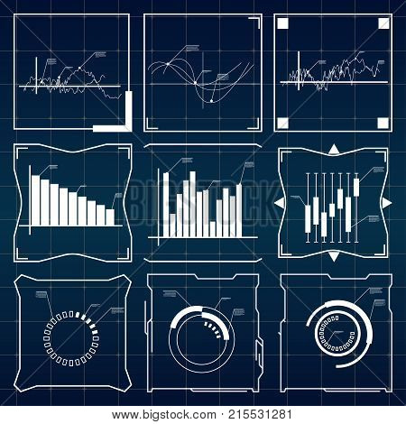 HUD UI for business app. Futuristic user interface and Infographic elements. Sci Fi Modern Futuristic User Interface. Abstract HUD elements