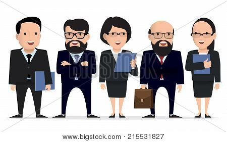 business team - group businessmen, lawyers, top managers character. Vector illustration