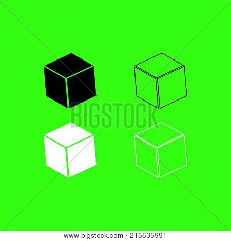 Cube Icon  Black And White Color Set