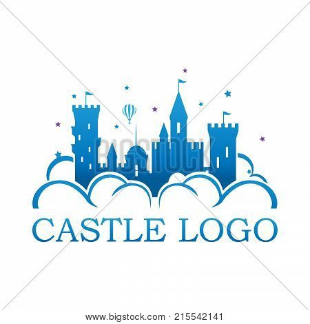 Castle logo illustration. Logo castle fun holiday  illustration. fairt tails and dream
