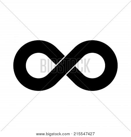Black infinity symbol icon. Simple flat vector design element.