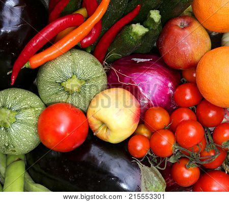 Background Of Fresh Fruits And Vegetables