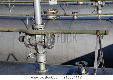 Valves Over Cylinders For Gas Storage In The Industrial Refinery