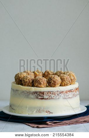Homemade Fruity Hummingbird Cake With Spices And Pecan Nuts