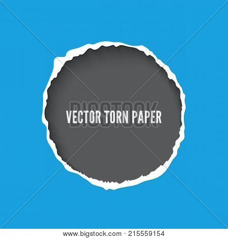 Torn paper round hole with copy space for text with dark background inside