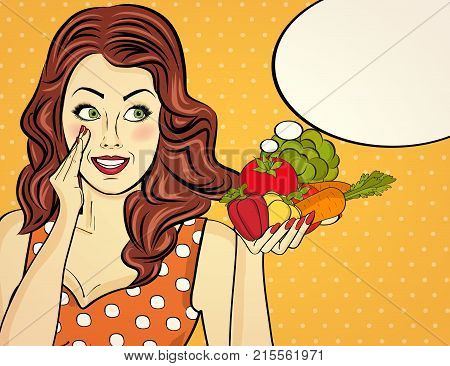 The  Red-haired Lady With Vegetable In Her Hands