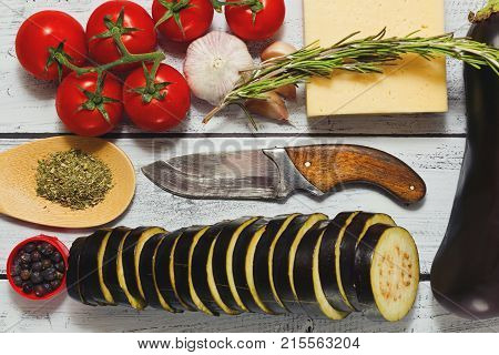 Ready For Cooking Eggplants With Tomatoes