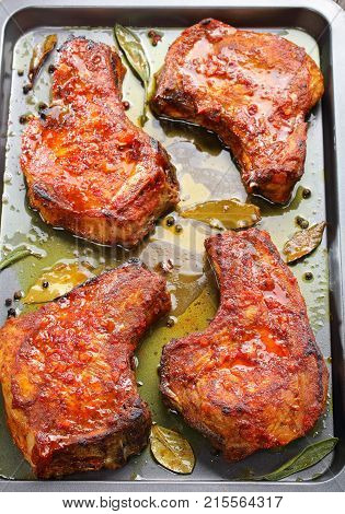 Close-up Of Oven Roasted Pork Chop