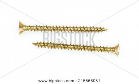 self tapping metal screw with hex head on a white background