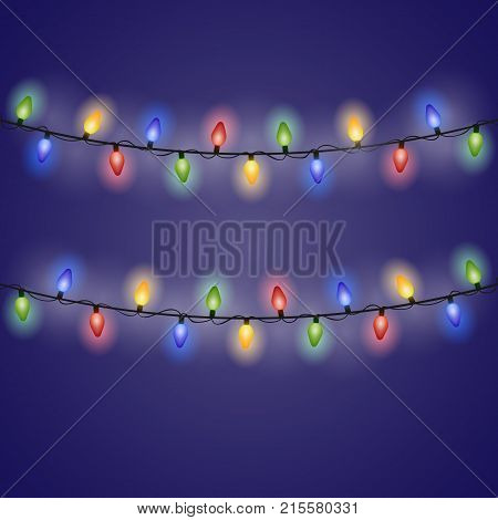 Isolated glowing light bulb garland on gradient background. Eps 10.